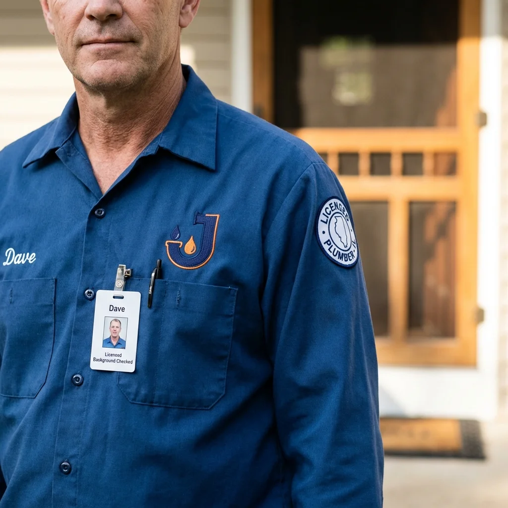 Licensed plumber showing ID badge in Sumner, IA