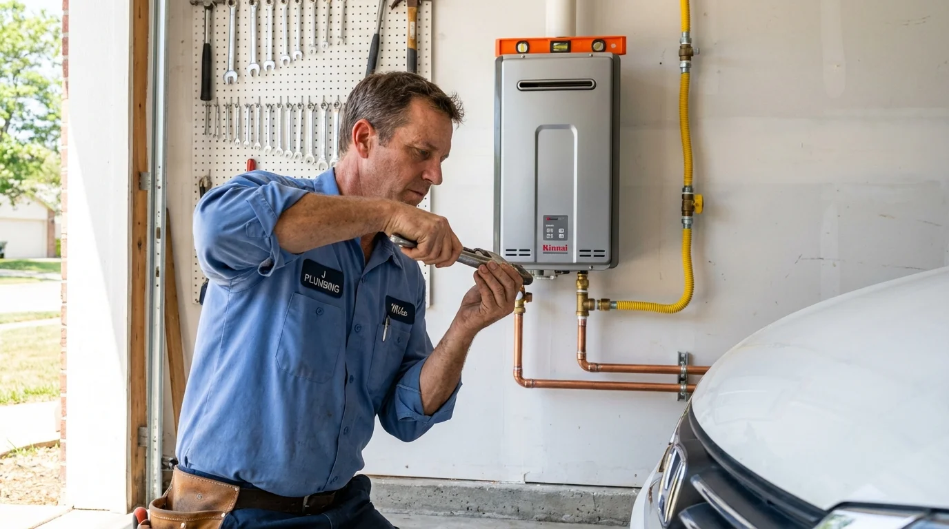 Tankless water heater installation by a Johns Plumbing LLC plumber in Sumner